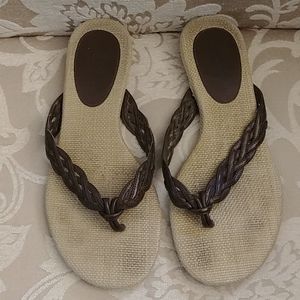 LOFT Brown Braided Thong Sandals